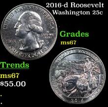 2016-d Roosevelt Washington Quarter 25c Grades GEM++ Unc