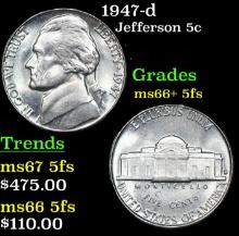 1947-d Jefferson Nickel 5c Grades GEM++ 5fs