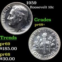 Proof 1959 Roosevelt Dime 10c Grades GEM++ Proof