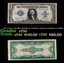 1923 $1 large size Blue Seal Silver Certificate Grades vf++ Signatures Speelman/White