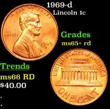 1969-d Lincoln Cent 1c Grades Gem+ Unc RD