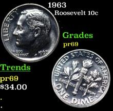 Proof 1963 Roosevelt Dime 10c Grades GEM++ Proof