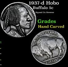 1937-d Hobo Buffalo Nickel 5c Grades Hand Carved