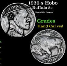 1936-s Hobo Buffalo Nickel 5c Grades Hand Carved