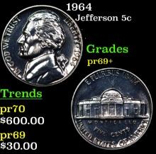 Proof 1964 Jefferson Nickel 5c Grades GEM++ Proof