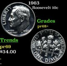 Proof 1963 Roosevelt Dime 10c Grades GEM++ Proof