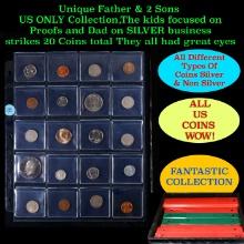 Unique Father & 2 Sons US ONLY Collection,The kids focused on Proofs and Dad on SILVER business stri