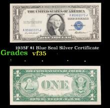 1935F $1 Blue Seal Silver Certificate Grades vf++