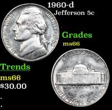 1960-d Jefferson Nickel 5c Grades GEM+ Unc