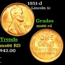 1951-d Lincoln Cent 1c Grades GEM+ Unc RD