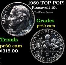 Proof 1959 Roosevelt Dime TOP POP! 10c Graded pr69 cam BY SEGS