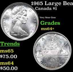 1965 Large Beads, Blunt 5 Canada Dollar 1 Grades Choice+ Unc