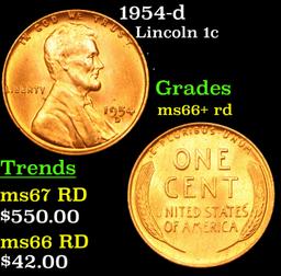 1954-d Lincoln Cent 1c Grades GEM++ RD