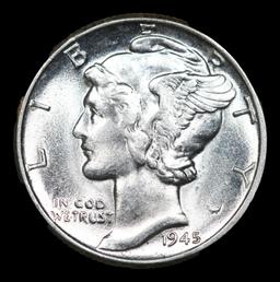 1945-p Mercury Dime 10c Grades GEM++ Unc