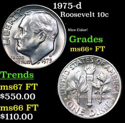 1975-d Roosevelt Dime 10c Grades GEM++ FT