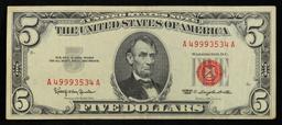 1963 $5 Red Seal United States Note Grades vf++