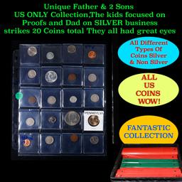 Unique Father & 2 Sons US ONLY Collection,The kids focused on Proofs and Dad on SILVER business stri