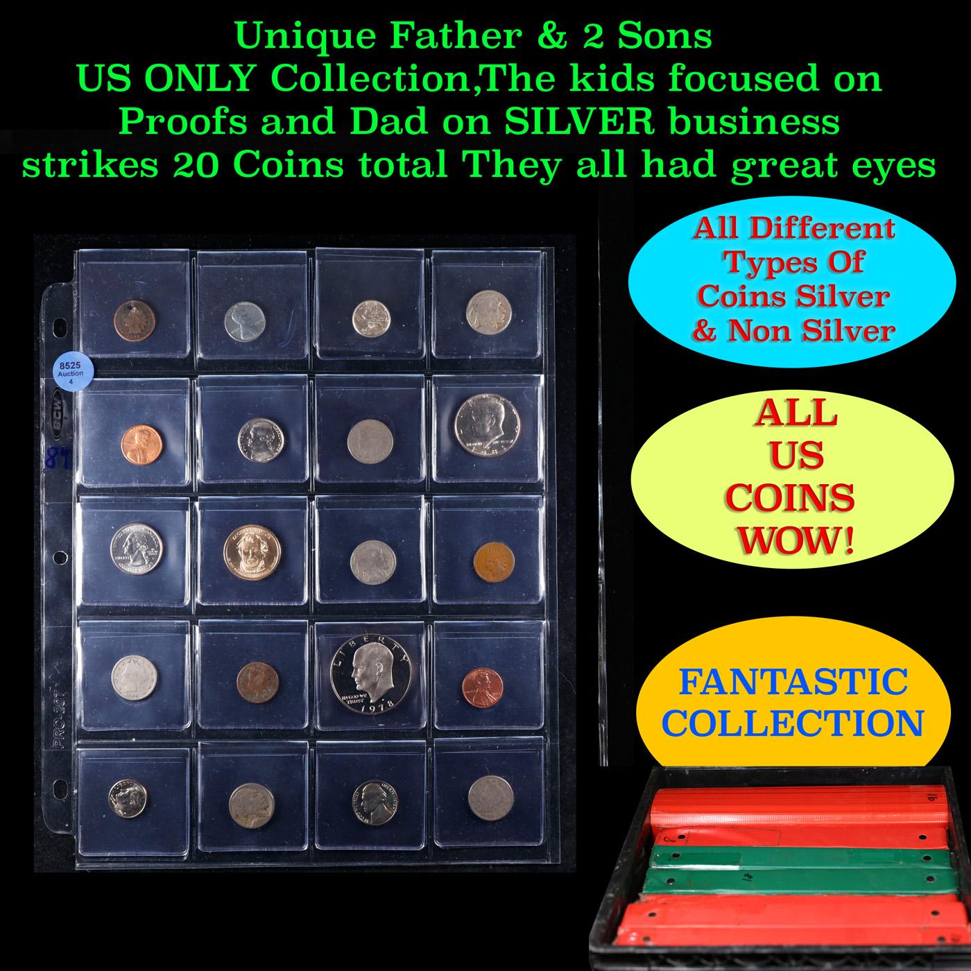 Unique Father & 2 Sons US ONLY Collection,The kids focused on Proofs and Dad on SILVER business stri