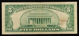 1953A $5 Blue Seal Silver Certificate Grades vf++