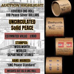 *EXCLUSIVE* Hand Marked "Unc Peace Standard," x10 coin Covered End Roll! - Huge Vault Hoard  (FC)