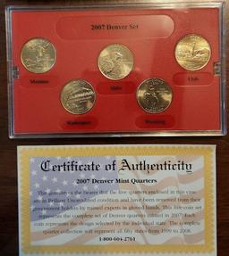 2007 United States Quarters Proof Set Denver Edition, 5 Coins Inside!