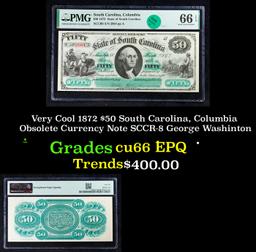 Very Cool 1872 $50 South Carolina, Columbia Obsolete Currency Note SCCR-8 George Washinton Graded cu