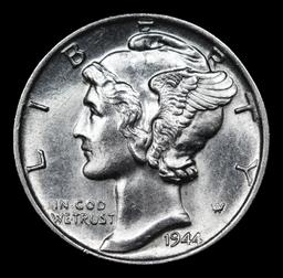 1944-d Mercury Dime 10c Grades GEM++ FSB