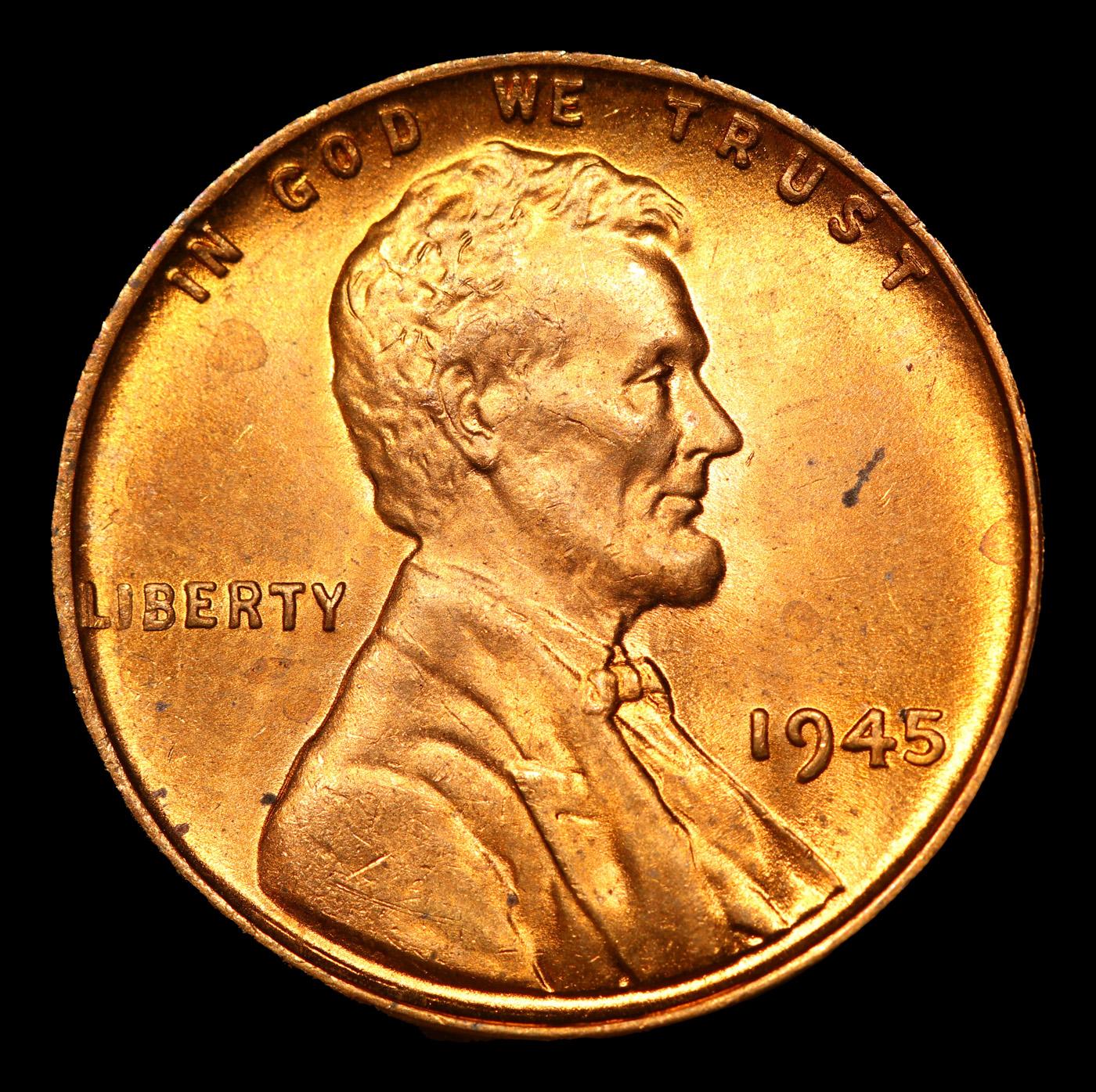 1945-p Lincoln Cent 1c Grades Gem+ Unc RD