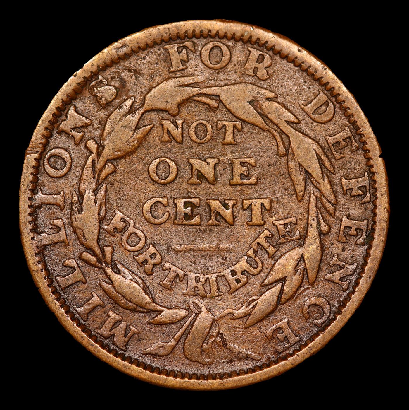 1841 Millions For Defence, Not One Cent Hard Times Token HT-58, W-11-300a PE Grades vf+