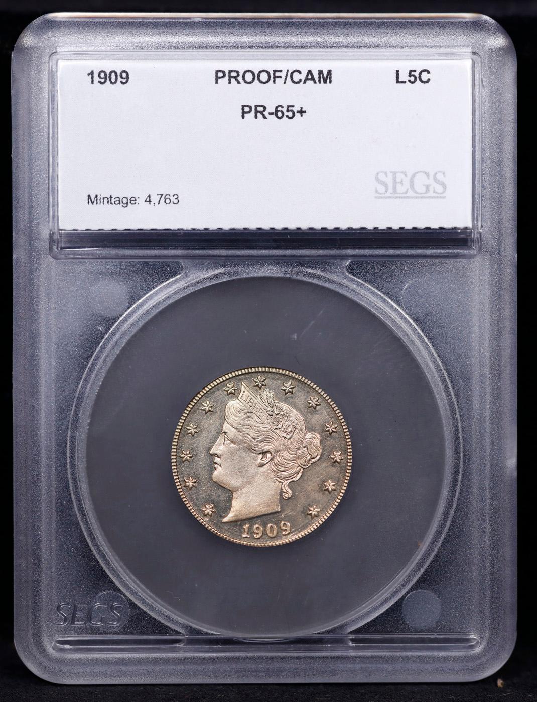 Proof ***Auction Highlight*** 1909 Liberty Nickel 5c Graded pr65+ cam By SEGS (fc)