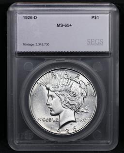 ***Auction Highlight*** 1926-d Peace Dollar 1 Graded ms65+ By SEGS (fc)