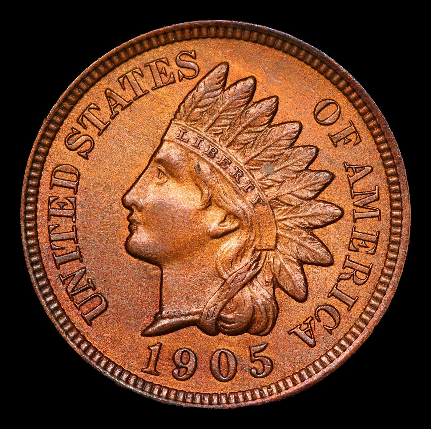 ***Auction Highlight*** 1905 Indian Cent 1c Graded GEM+ Unc RB By USCG (fc)