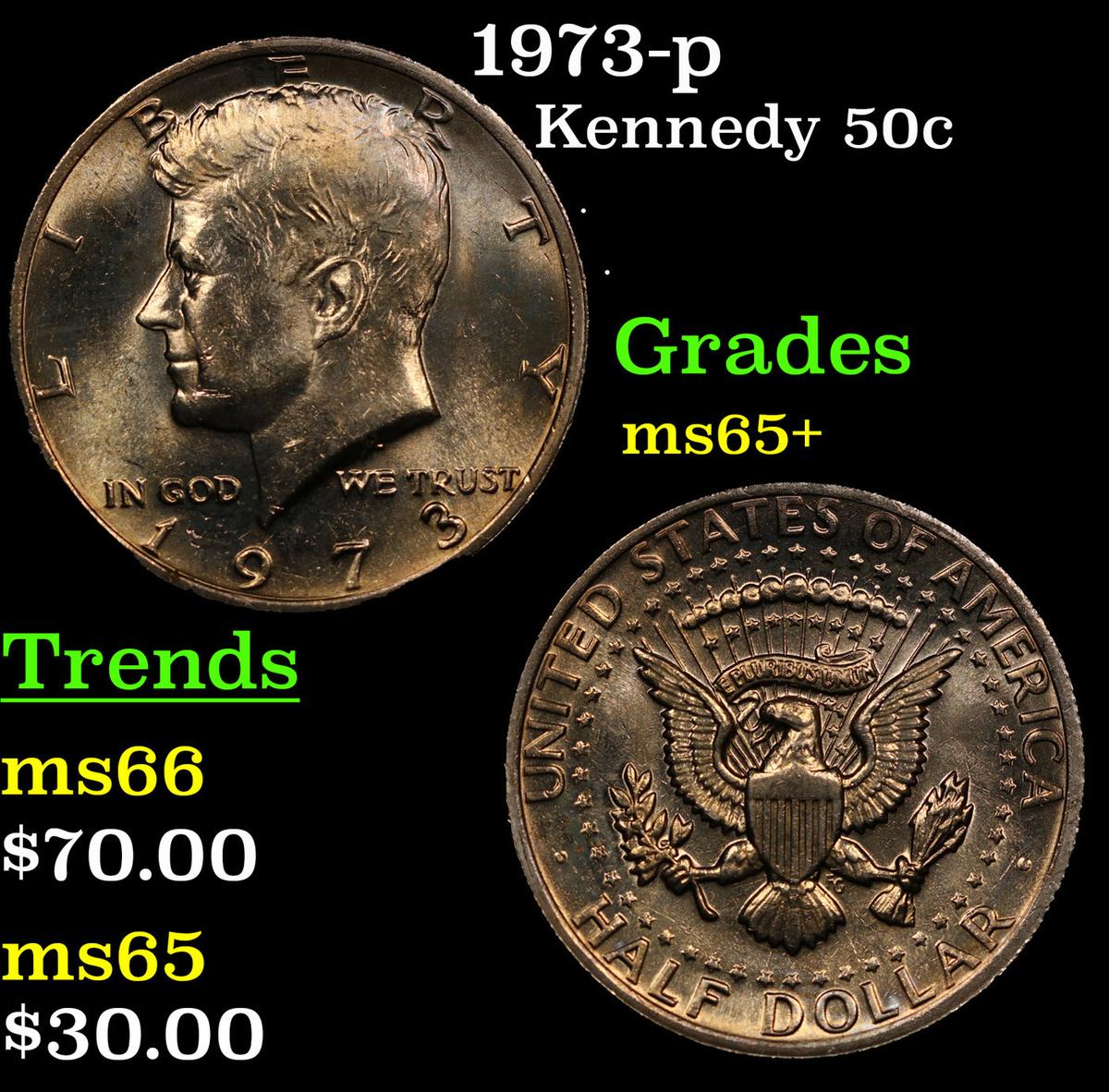 1973-p Kennedy Half Dollar 50c Grades GEM+ Unc