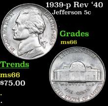 1939-p Rev '40 Jefferson Nickel 5c Grades GEM+ Unc