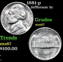 1981-p Jefferson Nickel 5c Grades GEM++ Unc