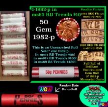 THIS AUCTION ONLY! BU Shotgun Lincoln 1c roll, 1982-p 50 pcs Plus one bonus random date BU roll! Ban