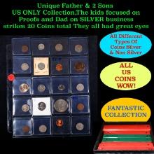 Unique Father & 2 Sons US ONLY Collection,The kids focused on Proofs and Dad on SILVER business stri