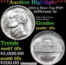 ***Auction Highlight*** 1992-p Jefferson Nickel Near Top POP! 5c Graded GEM++ 6fs BY USCG (fc)