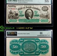 Very Cool 1872 $50 South Carolina, Columbia Obsolete Currency Note SCCR-8 George Washinton Graded cu