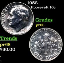 Proof 1958 Roosevelt Dime 10c Grades GEM++ Proof