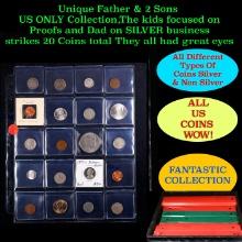 Unique Father & 2 Sons US ONLY Collection,The kids focused on Proofs and Dad on SILVER business stri