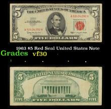 1963 $5 Red Seal United States Note Grades vf++