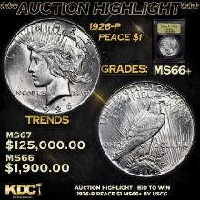 ***Auction Highlight*** 1926-p Peace Dollar $1 Graded GEM++ Unc By USCG (fc)