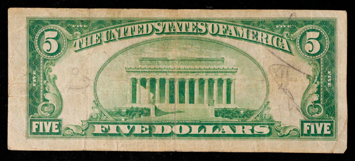 1934A $5 Blue Seal Silver Certificate Grades vf, very fine