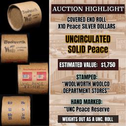 *EXCLUSIVE* Hand Marked "Unc Peace Reserve," x10 coin Covered End Roll! - Huge Vault Hoard  (FC)