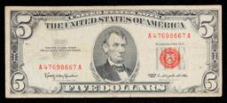 1963 $5 Red Seal United States Note Grades vf+