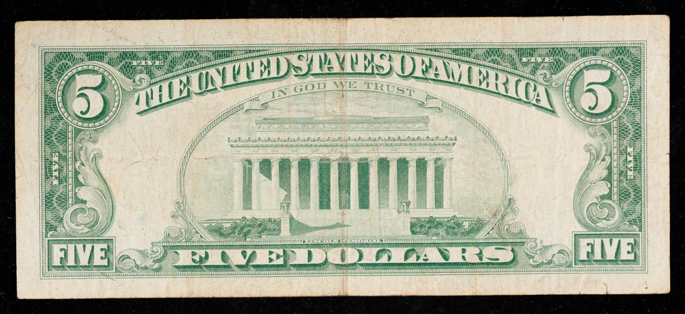 1963 $5 Red Seal United States Note Grades vf+