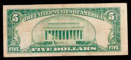 1934A $5 Blue Seal Silver Certificate Grades vf+