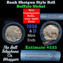 Buffalo Nickel Shotgun Roll in Old Bank Style 'Bell Telephone' Wrapper 1926 & d Mint Ends