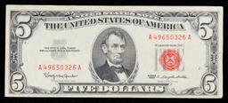 1963 $5 Red Seal United States Note Grades vf++